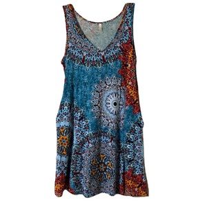 Women's Bishuige Multi Color Sleeveless Dress or Coverup Tank Size M